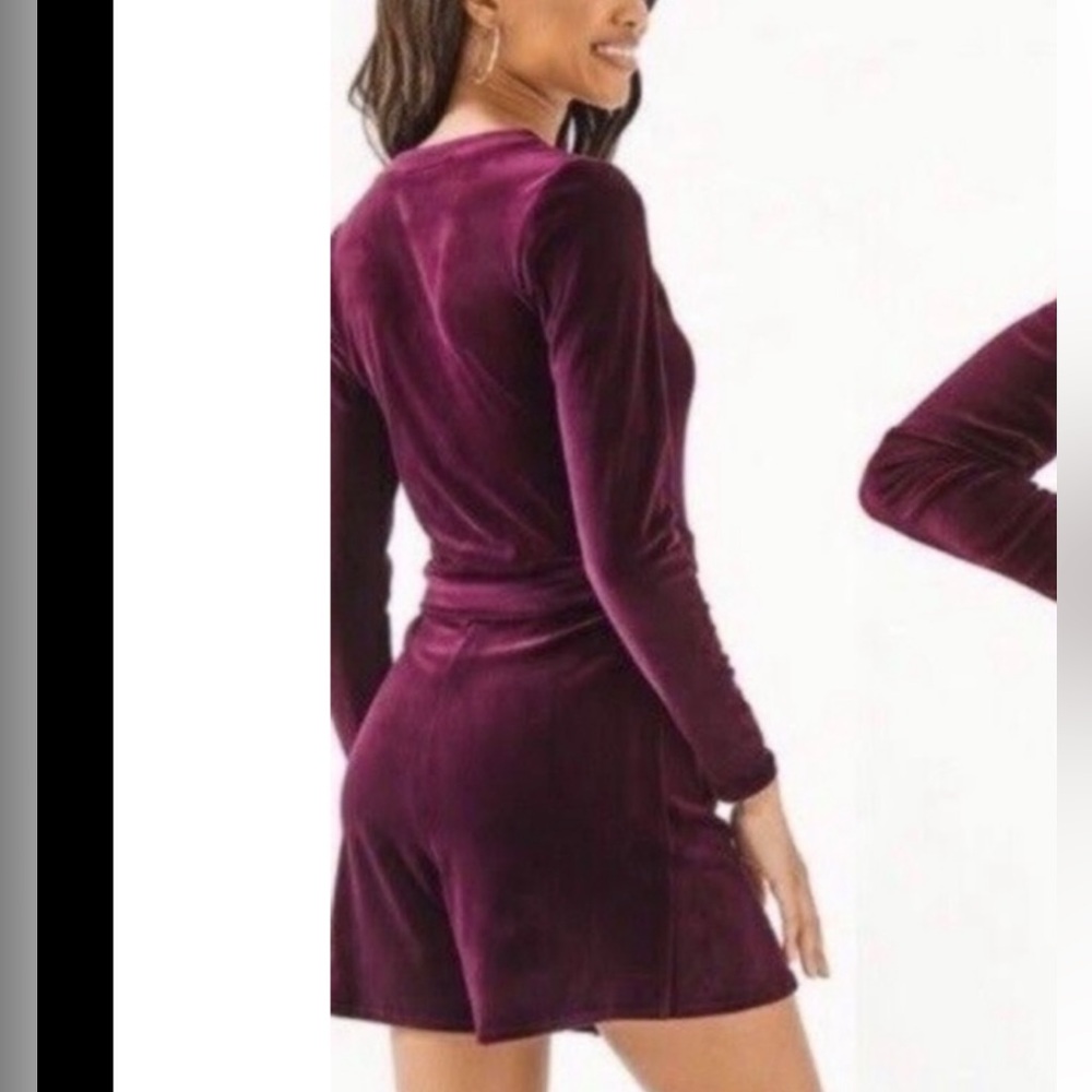 Lilly Pulitzer Karlie Wrap Stretch Velour Romper in Cabernet BERRY. NWT Size LG. - Picture 3 of 12
